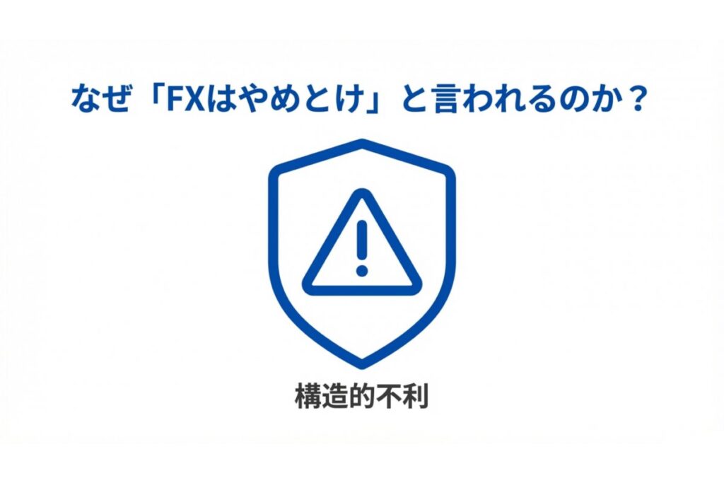 「FXはやめとけ」とされる構造的不利を示す警告アイコンのイメージ