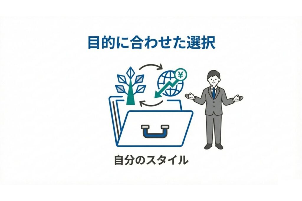 資産形成と為替取引を選択肢化した、目的別の投資先選択のイメージ