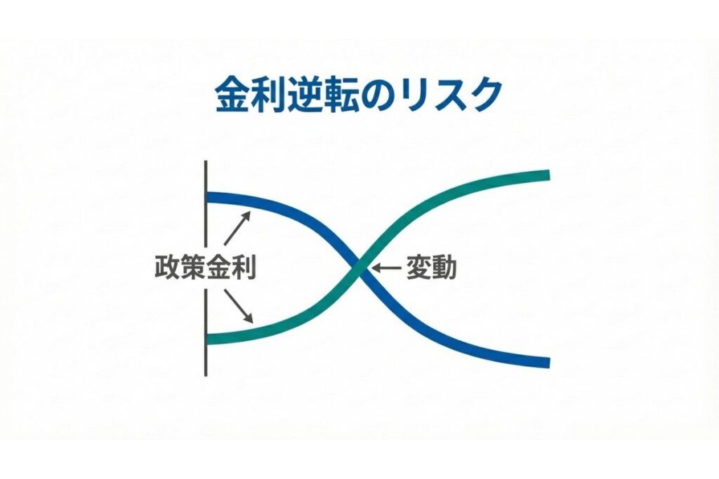 政策金利の逆転で金利差が変動しマイナススワップに転じる図解